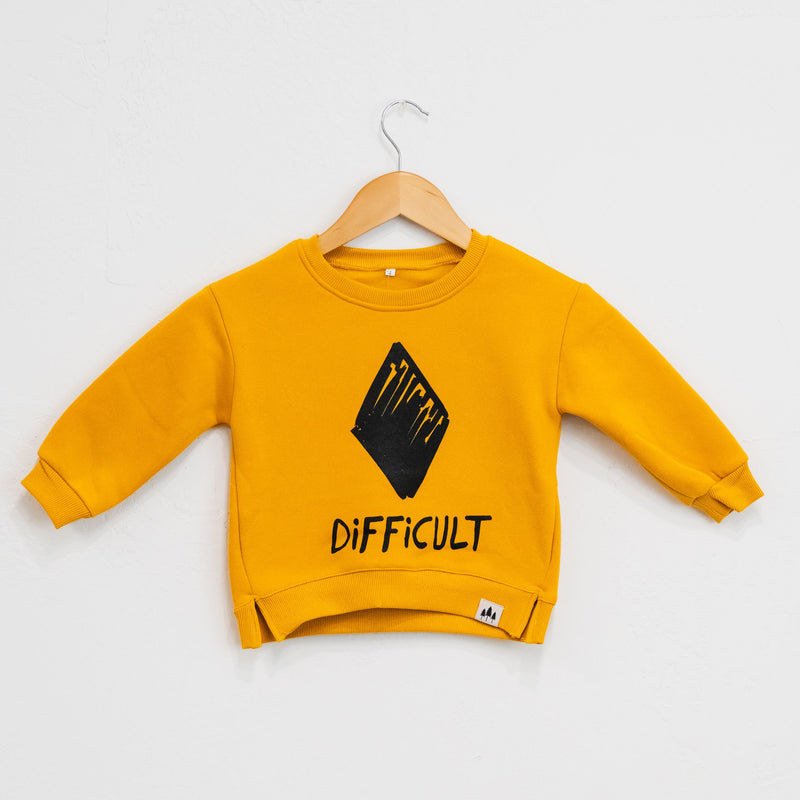 Difficult Toddler Crew Fleece - Mustard