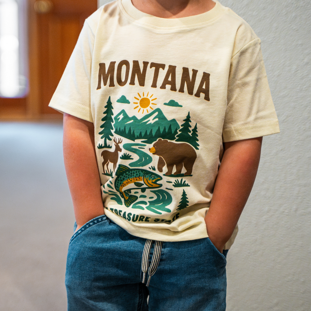 Montana Treasure State Toddler Tee - Natural - The Montana Scene