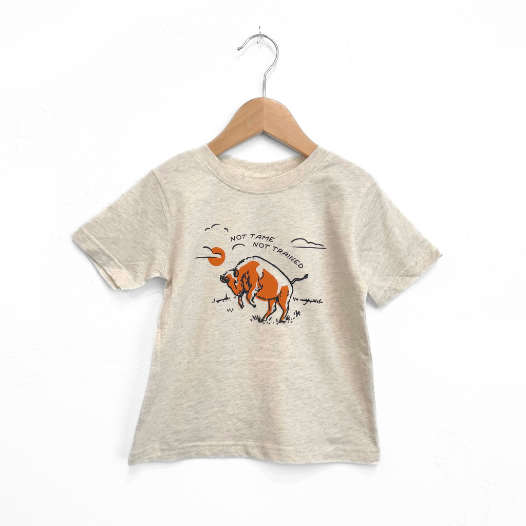 Not Tame Bison Toddler Tee - Heather Natural - The Montana Scene