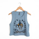 Let's Rodeo Ladies Crop Tank - Stonewash Denim