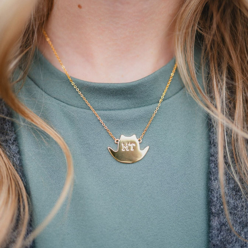 MT Cowboy Hat Necklace - Gold
