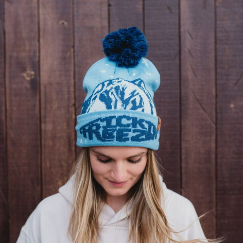 Frickin Freezin Pom Beanie - Blue - The Montana Scene