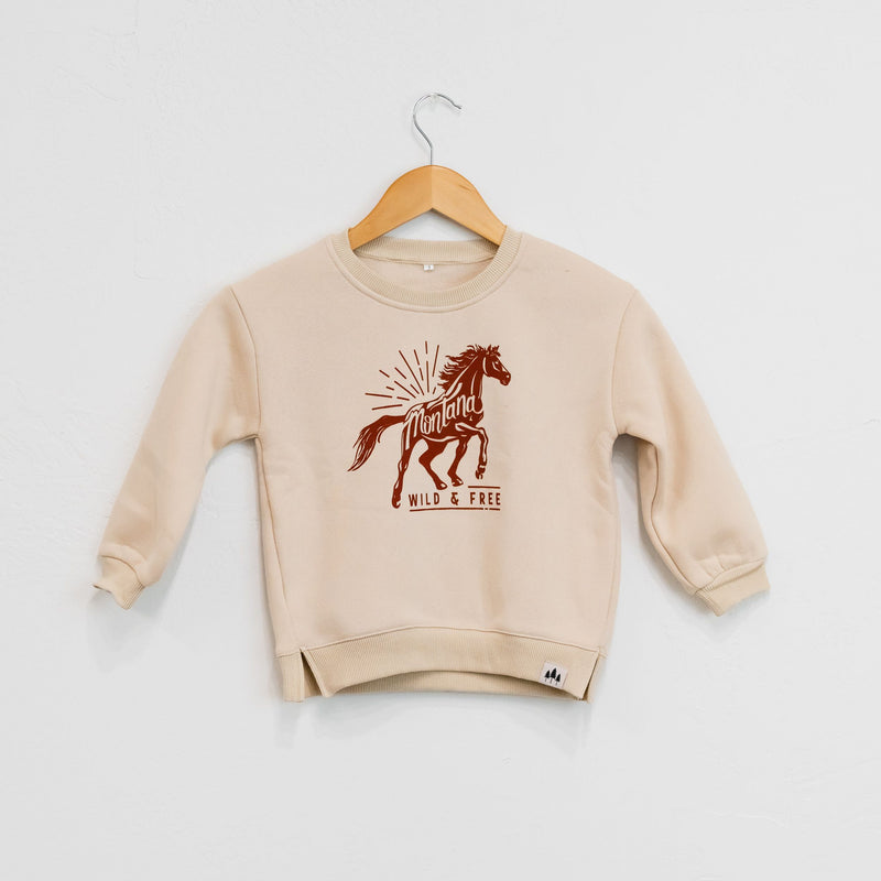 Wild & Free Toddler Crew Fleece - Cream - The Montana Scene