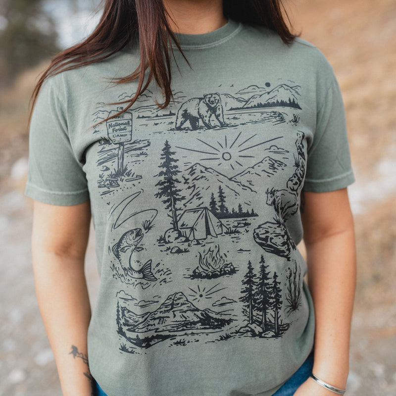 National Forest Unisex Tee - Moss - The Montana Scene