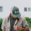 Fish Watercolor Trucker- Olive