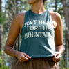 Just Here for the Mountains Ladies Tank - Heather Forest - The Montana Scene