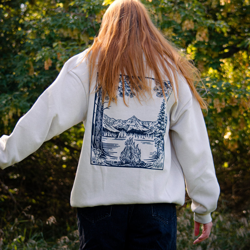 Fireside Unisex Pullover - Bone - The Montana Scene