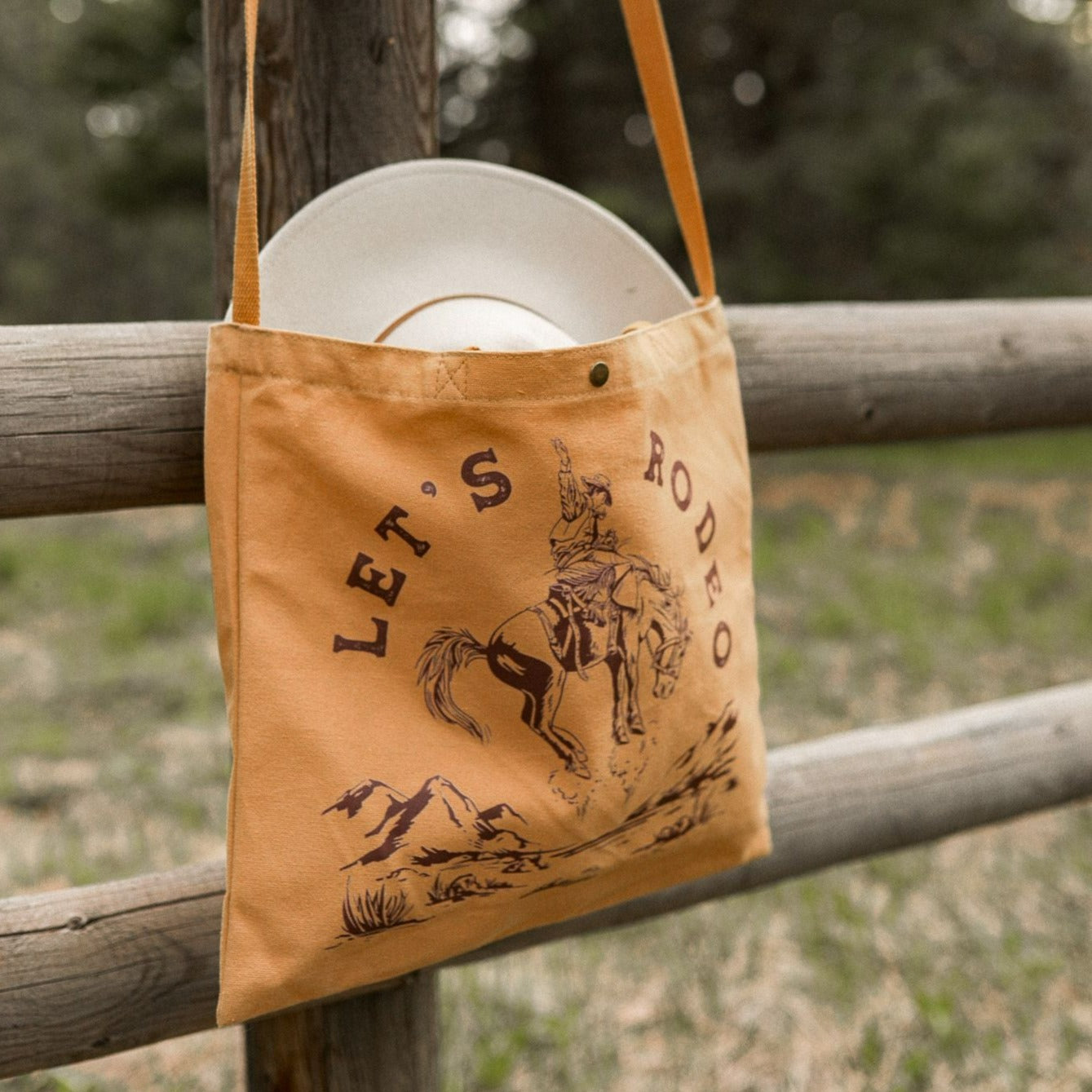 Let's Rodeo Canvas Tote Bag - Mustard – The Montana Scene
