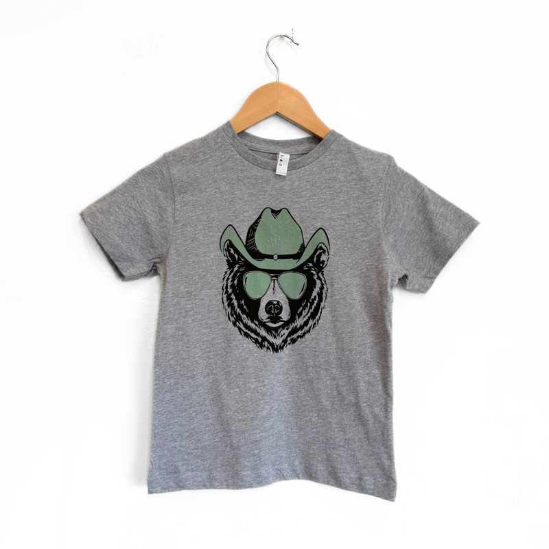 Hey Bear Kids Tee- Heather Grey