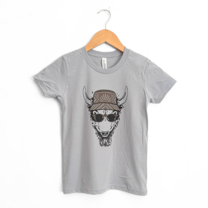 Yo Bison Kids Tee - Athletic Grey