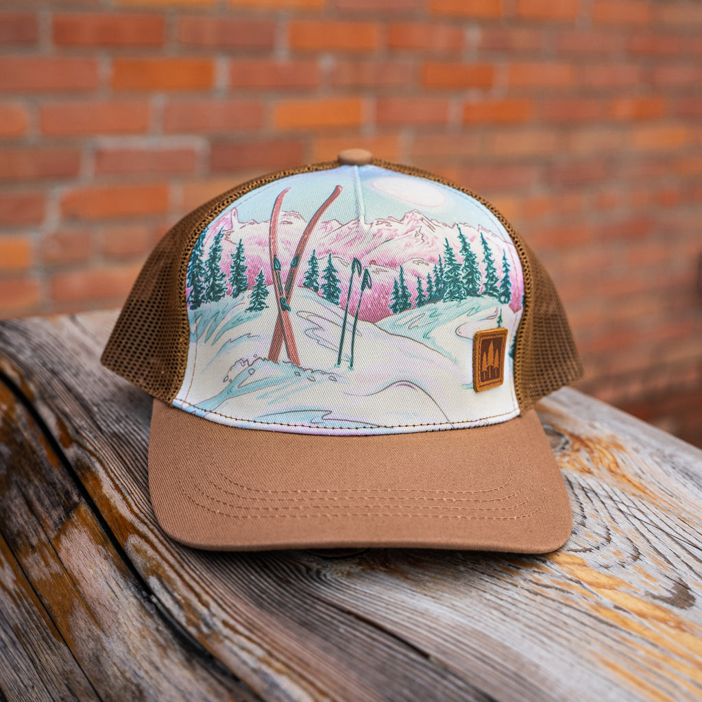 Moonlight Ski Unisex Trucker - Light Brown - The Montana Scene