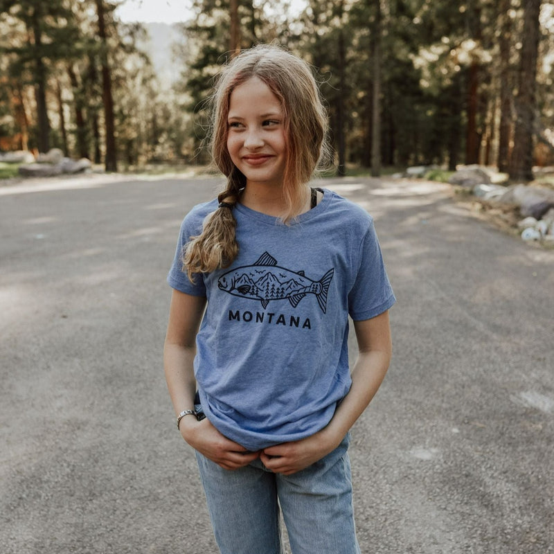 Montana Fish Kids Tee - Blue - The Montana Scene