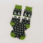 Reindeer Snowflakes Unisex Socks - Green - The Montana Scene