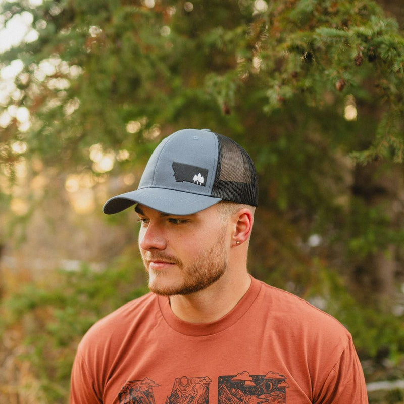 Montana Scene Tree Trucker - Blue