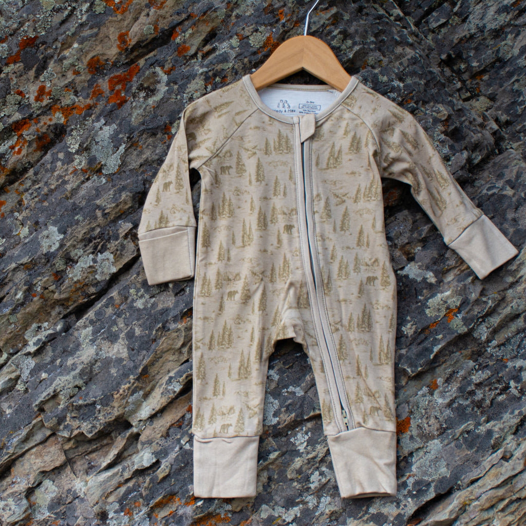 2 Way Zipper Convertible PJ's - Green Bear - The Montana Scene