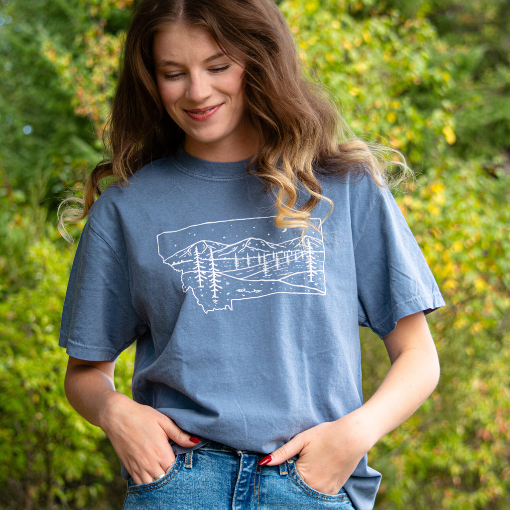 Starry Road Unisex Tee - Blue Jean - The Montana Scene
