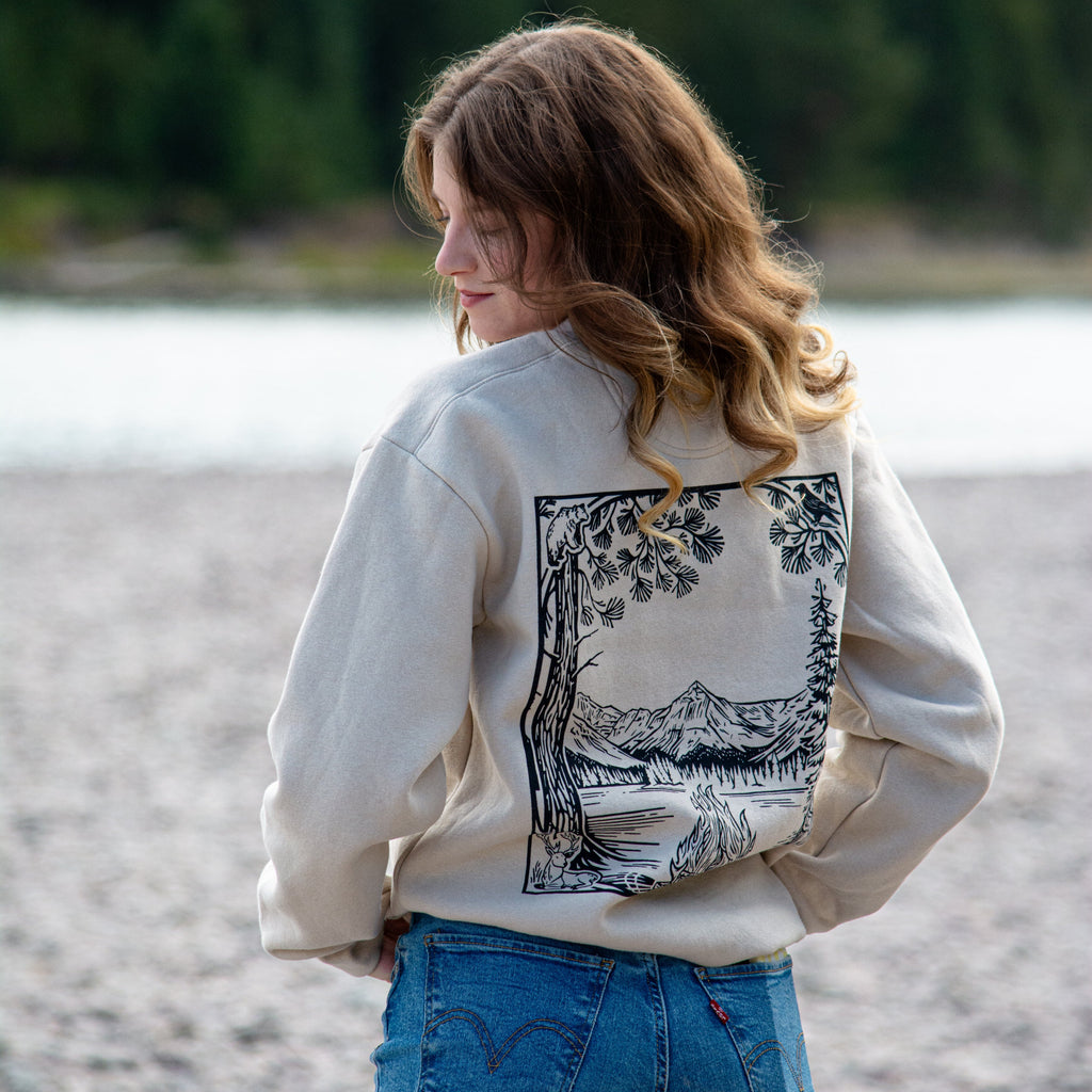Fireside Unisex Pullover - Bone - The Montana Scene