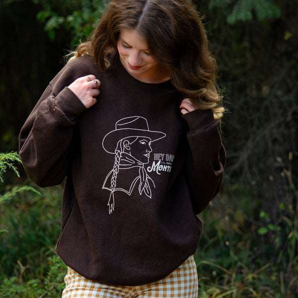 Hey Darlin Unisex Pullover - Brown - The Montana Scene