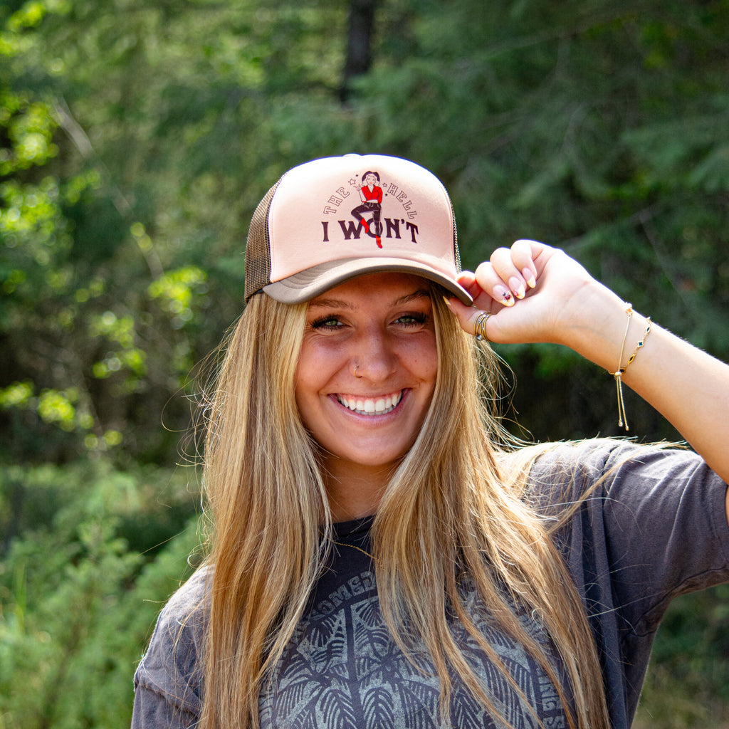 The Hell I Won't Foam Trucker - Brown/Peach - The Montana Scene