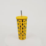 Pine Trees Stainless Steel Vacuum Tumbler - Mustard/Teal