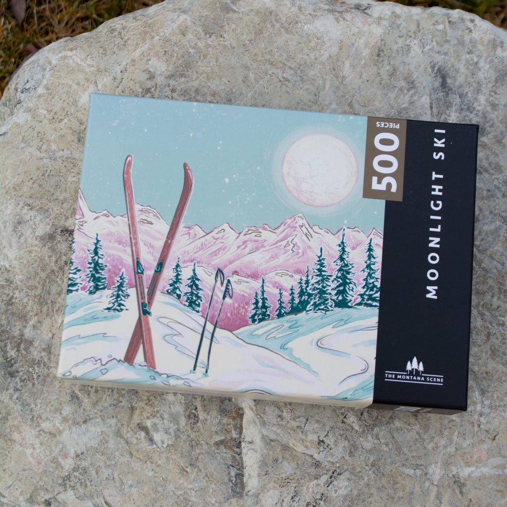 puzzle with ski mountain scene