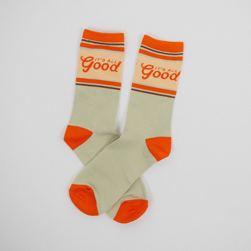 It's All Good Unisex Socks - Sage/Orange - The Montana Scene