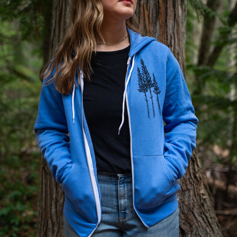 Rustic Three Tree Unisex Zip Hoodie - Color Options - The Montana Scene