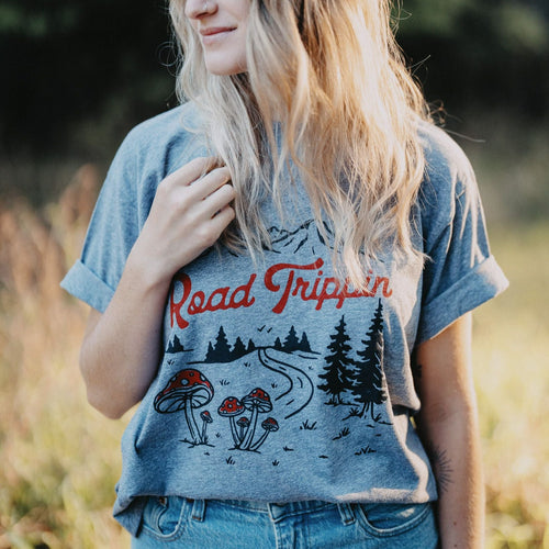 Road Tripping Ladies Boxy Tee - Granite Heather