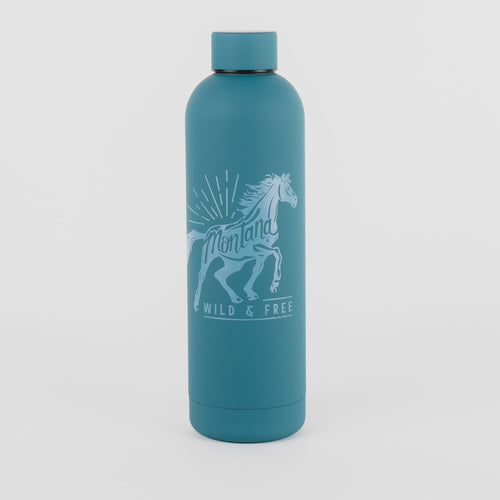 Wild & Free Water Bottle - Deep Teal - The Montana Scene