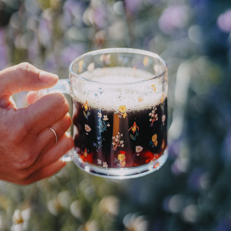 Mountain Wildflower Glass Mug