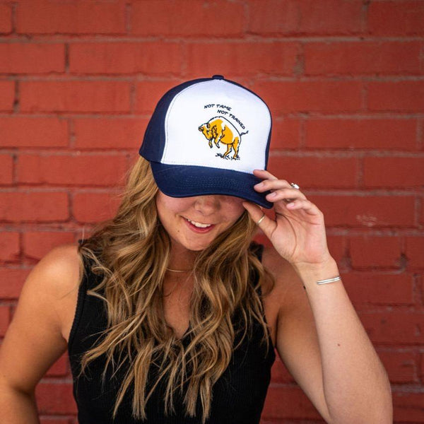 Not Tame Bison Trucker - Navy/White - The Montana Scene