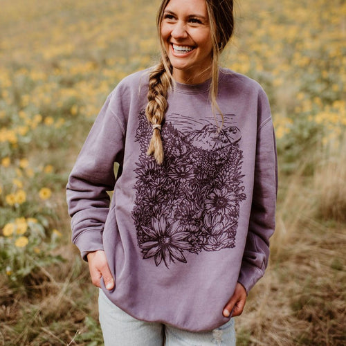 Flower Meadow Unisex Pullover - Pigment Plum