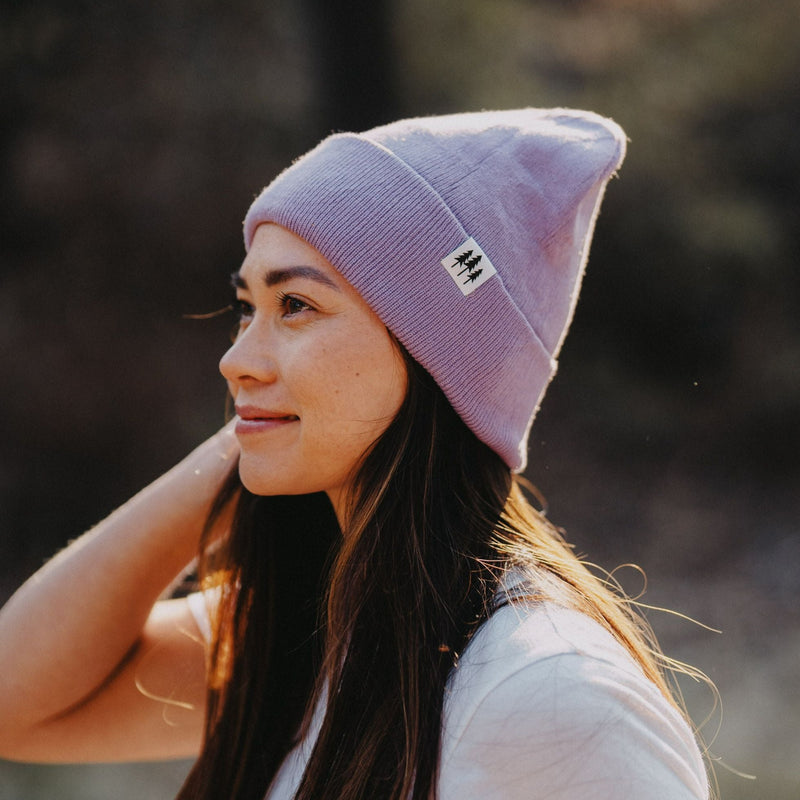 Three Tree Foldover Beanie - Purple