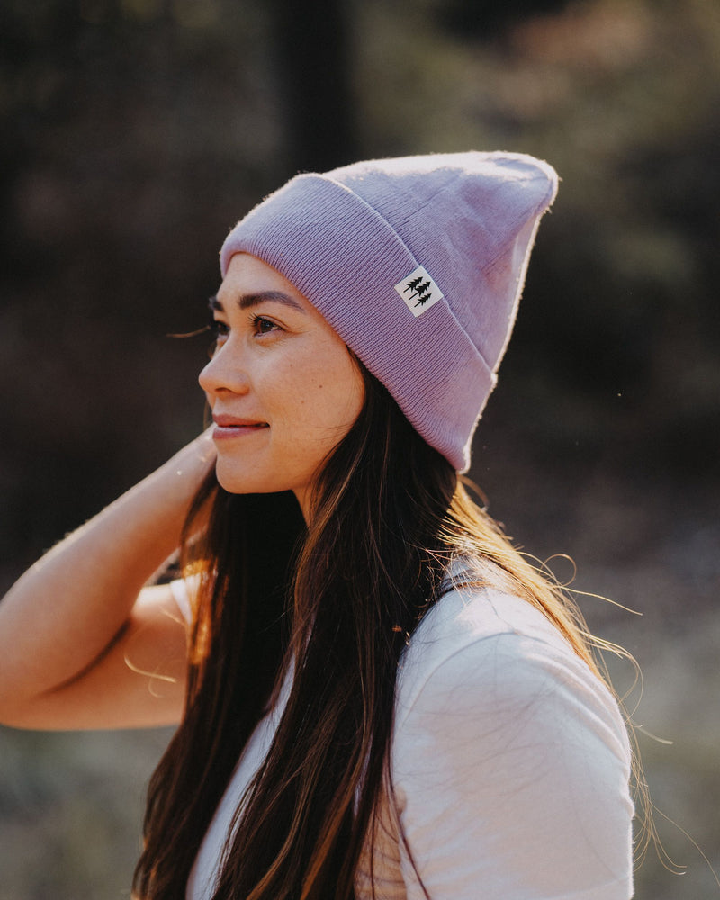 Three Tree Foldover Beanie - Purple