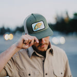 Fish Watercolor Trucker- Olive