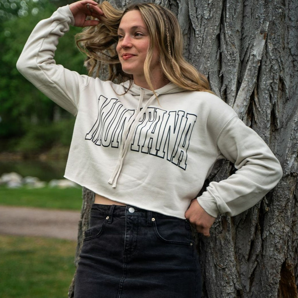 Montana Ladies Crop Hoodie - Heather Dust - The Montana Scene