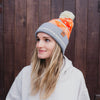 Winter Sunset Pom Beanie - Orange/Violet - The Montana Scene