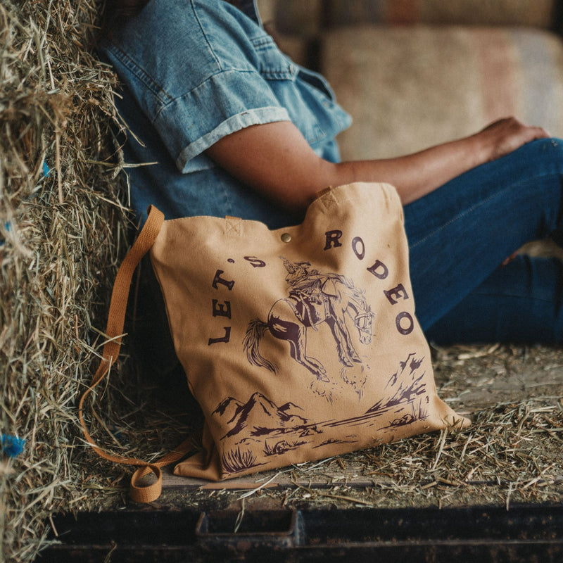 Let's Rodeo Canvas Tote Bag - Mustard