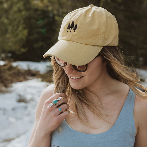 Three Tree Dad Hat - Light Yellow