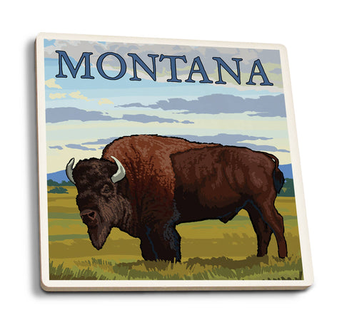 Montana Bison Scene Coaster