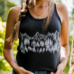 Mountain Sketch Ladies Racerback Tank - Black - The Montana Scene