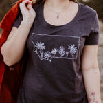 Montana Wildflower Ladies Tee - Blue/Charcoal