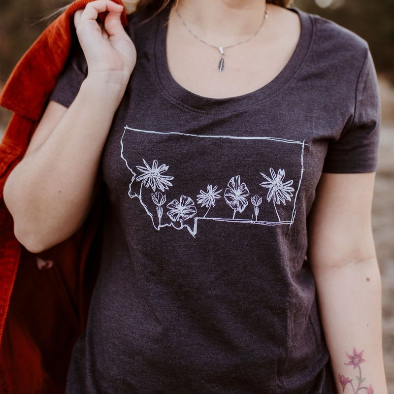 Montana Wildflower Ladies Tee - Blue/Charcoal