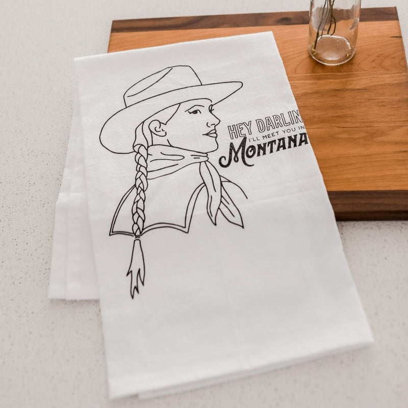 Hey Darlin' Kitchen Tea Towel - The Montana Scene