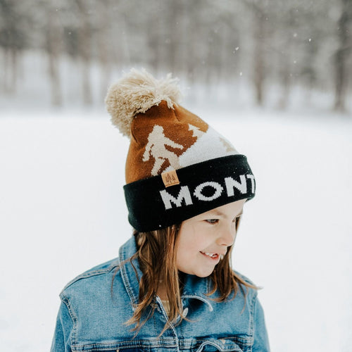 Montana Sasquatch Kids Beanie - Black/Brown - The Montana Scene