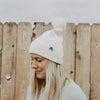 Three Tree Foldover Pom Beanie - Cream