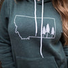 Montana Tree Outline Fleece Hoodie Unisex - Green - The Montana Scene