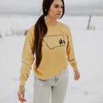 Montana Tree Outline Unisex Long Sleeve - Mustard - The Montana Scene