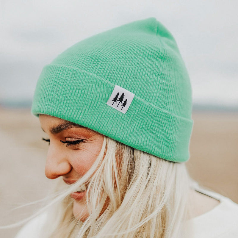 Three Tree Foldover Beanie - Teal
