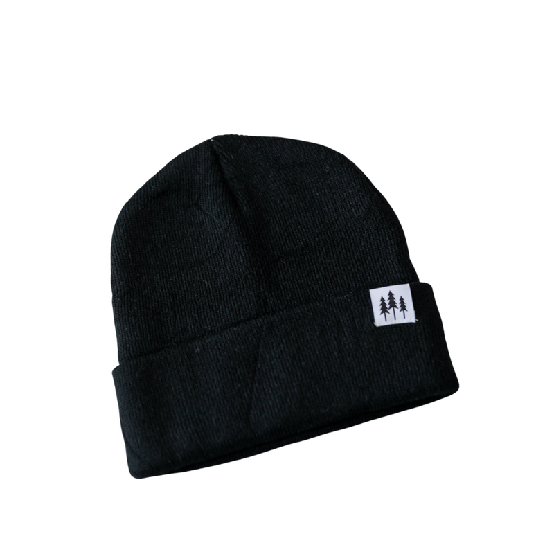 Three Tree Foldover Beanie - Black